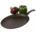 Conjunto de Panela Fajita de Ferro Fundido Oval com Serviço de Madeira